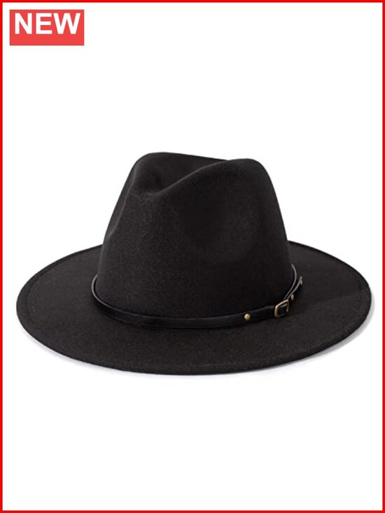 Women\'s Fedora Hat with Belt Buckle - Adjustable Cotton Blend Trilby,